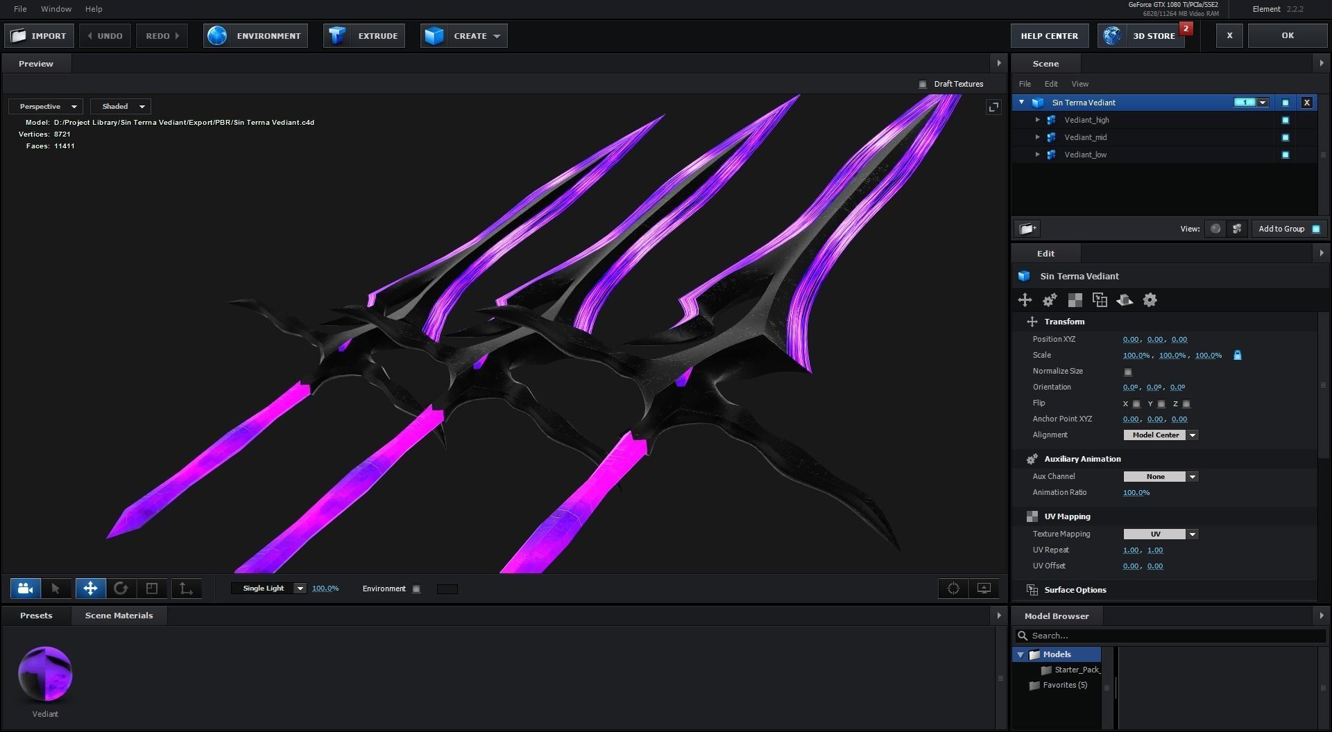 Magical Crystal Sword with Glowing Blade Low-poly 3D model_22