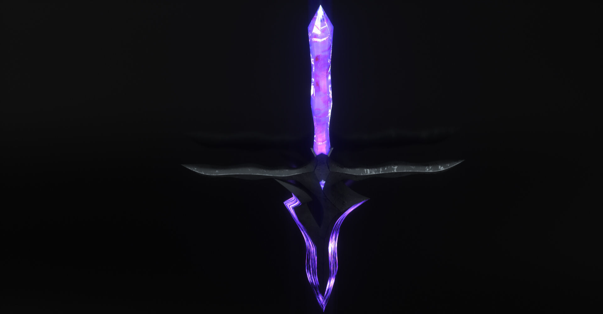 Magical Crystal Sword with Glowing Blade Low-poly 3D model_12