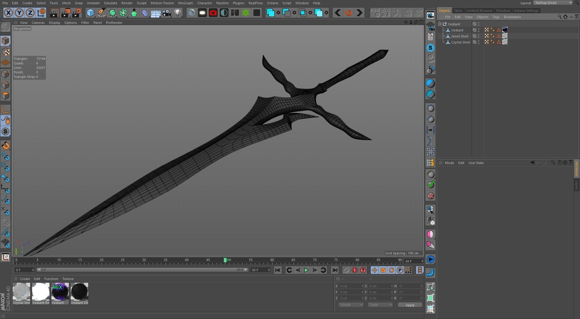 Magical Crystal Sword with Glowing Blade Low-poly 3D model_19