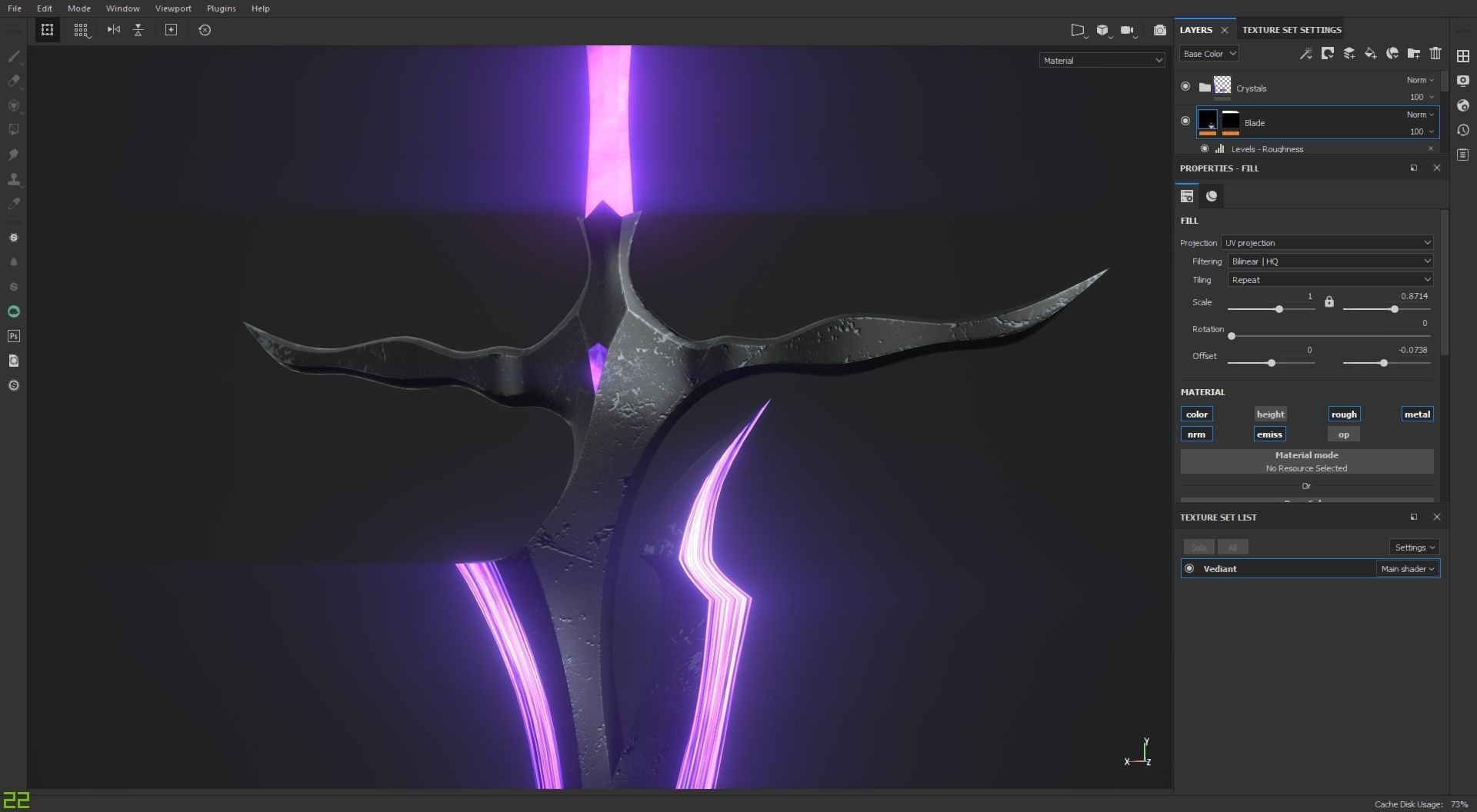 Magical Crystal Sword with Glowing Blade Low-poly 3D model_20