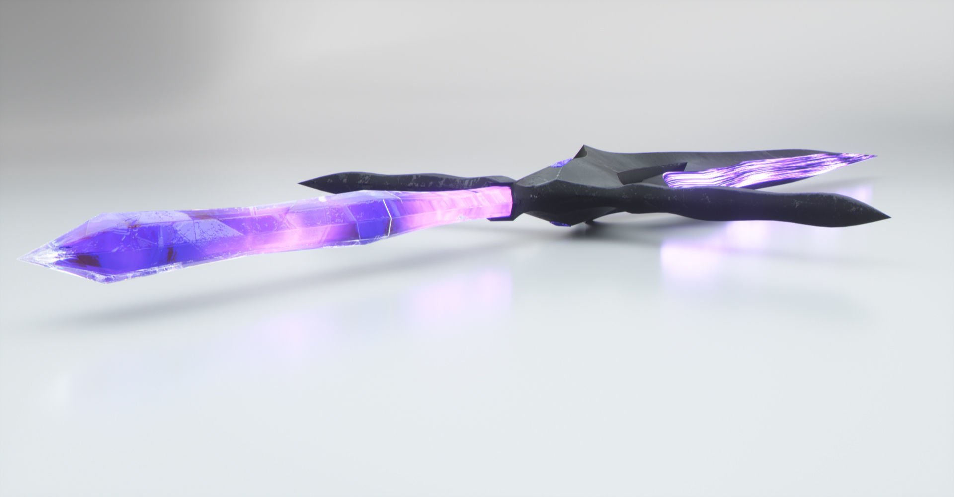 Magical Crystal Sword with Glowing Blade Low-poly 3D model_17