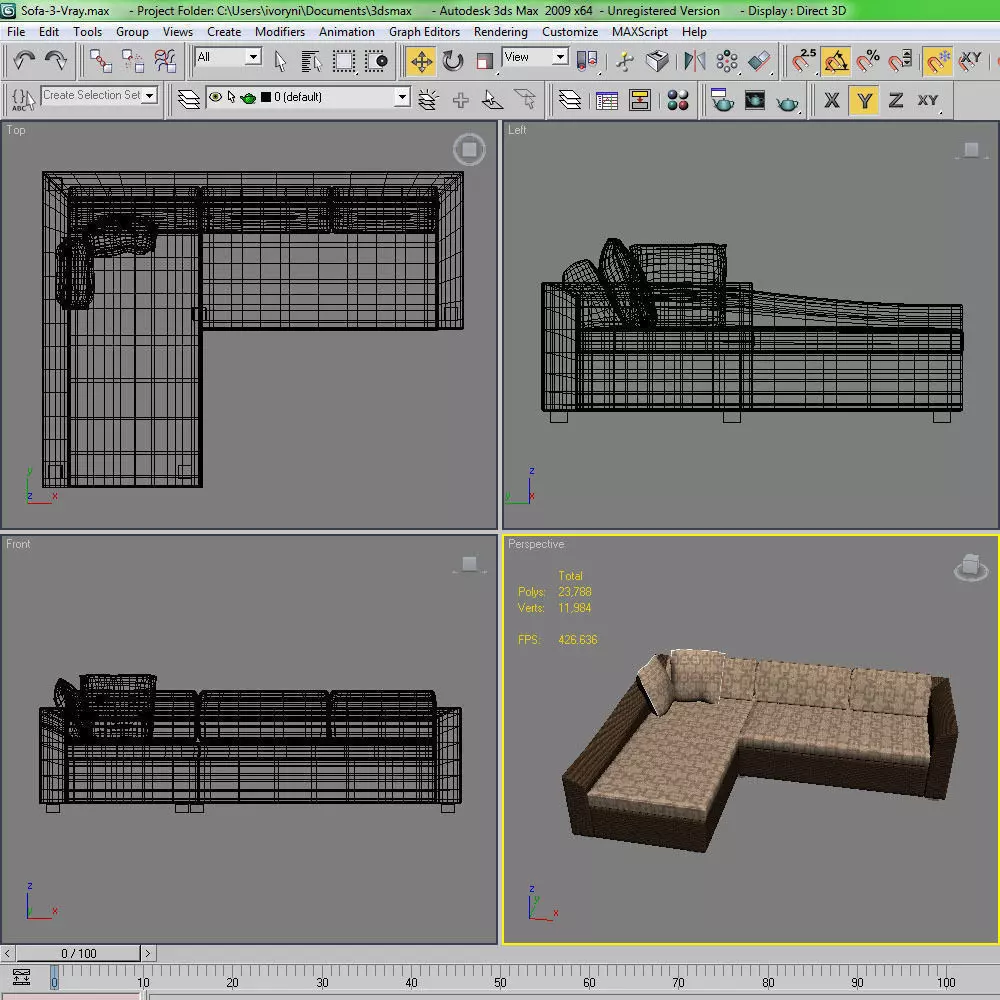 Sofa sectional Free 3D model_7