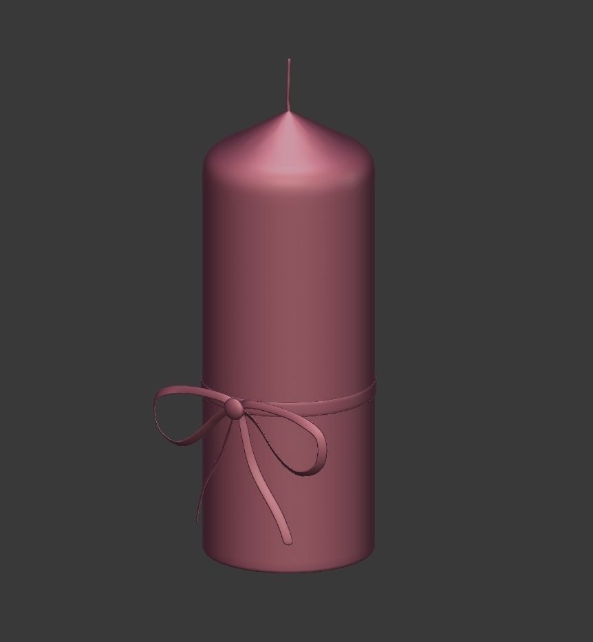 Candle Stick with a Bow 3D model_7