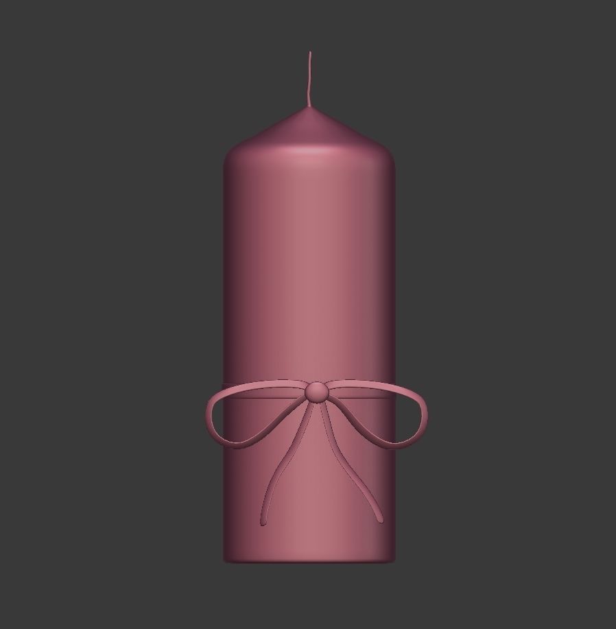 Candle Stick with a Bow 3D model_6