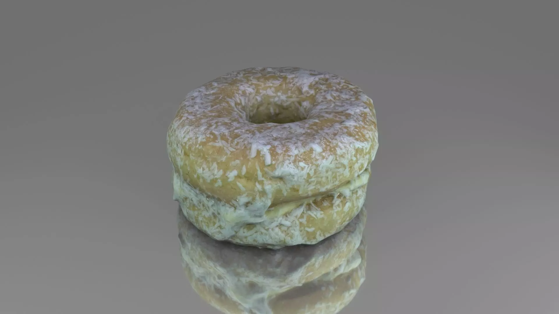 Round cake with cream Low-poly 3D model_0