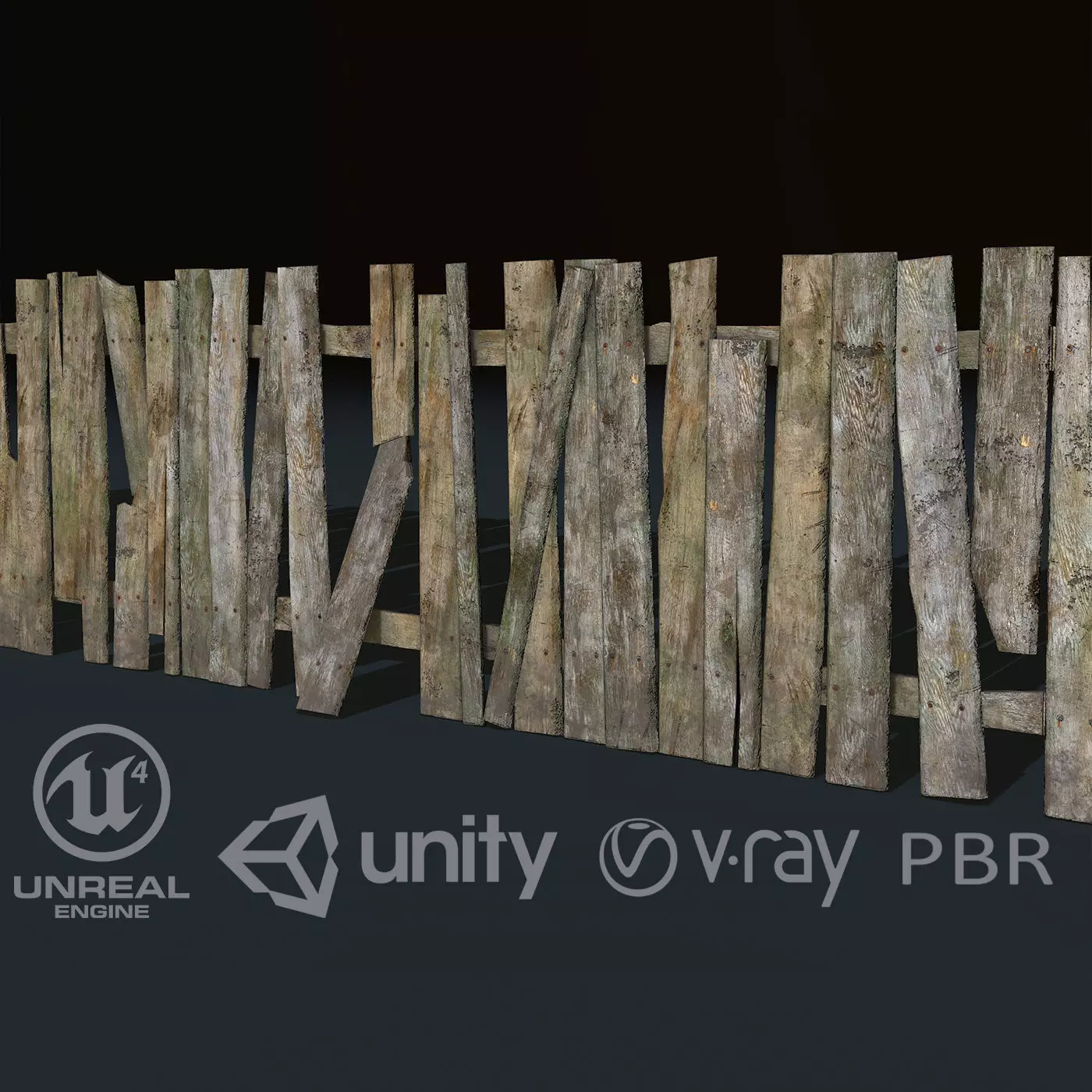 Old fence modular Low-poly 3D model