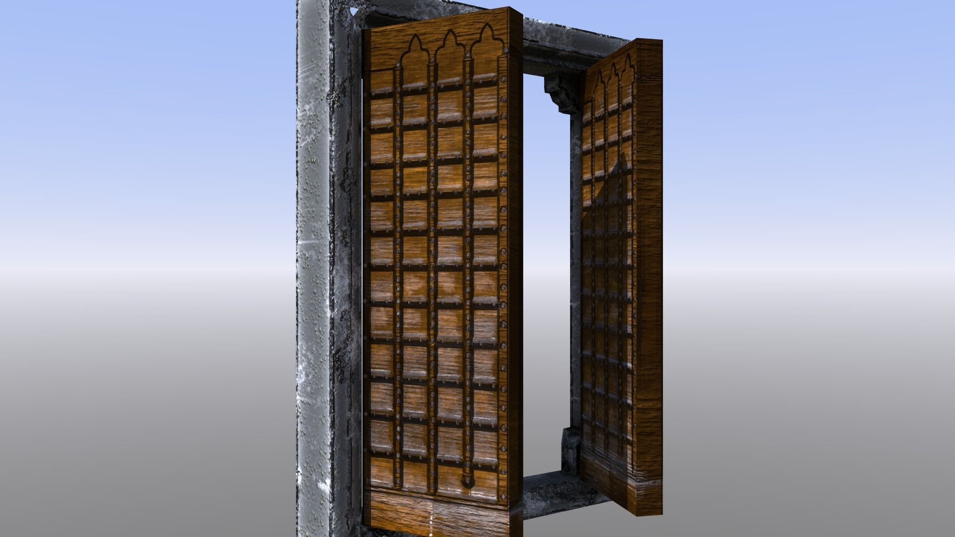 Medieval Dungeon Door Five Pack Low-poly 3D model_16