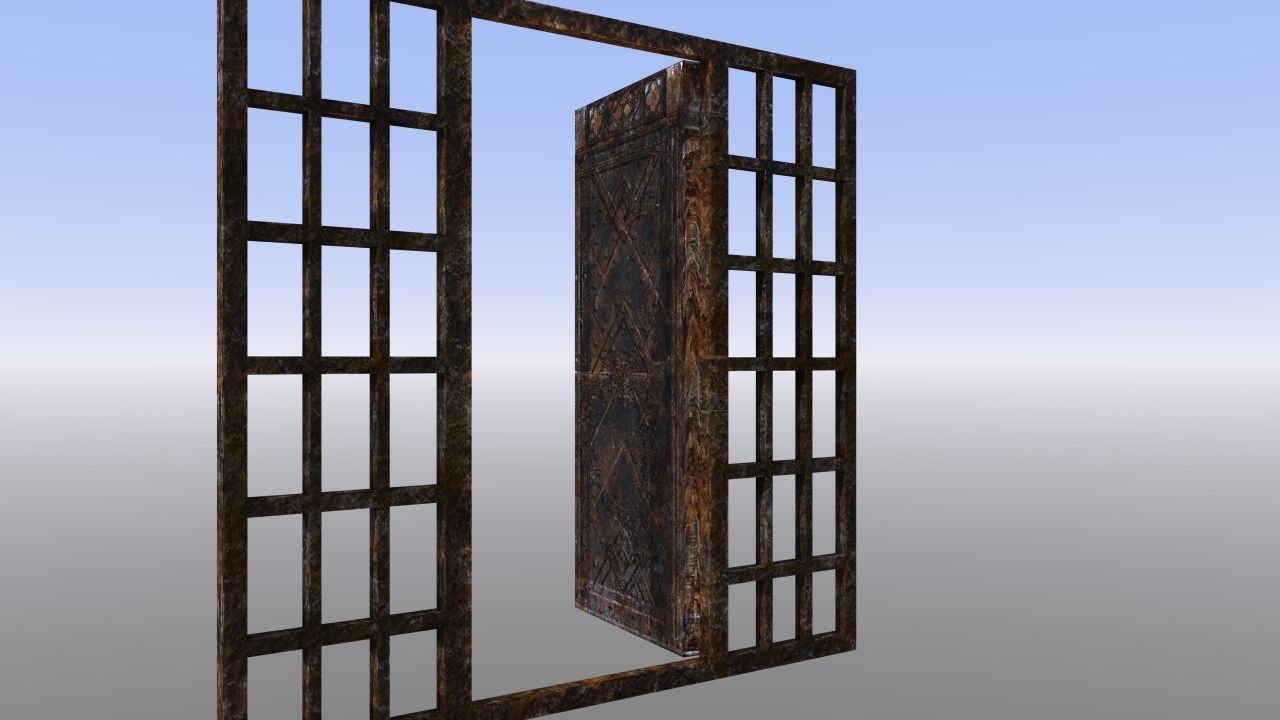 Medieval Dungeon Door Five Pack Low-poly 3D model_19