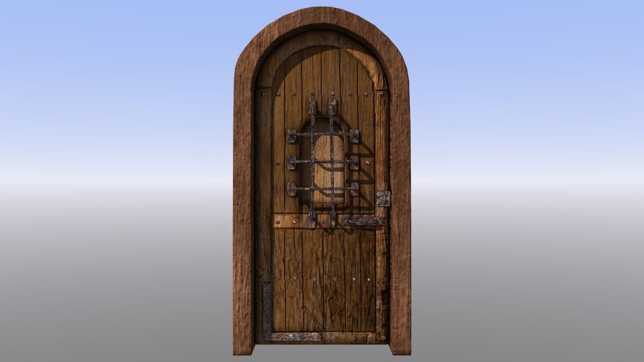 Medieval Dungeon Door Five Pack Low-poly 3D model_6