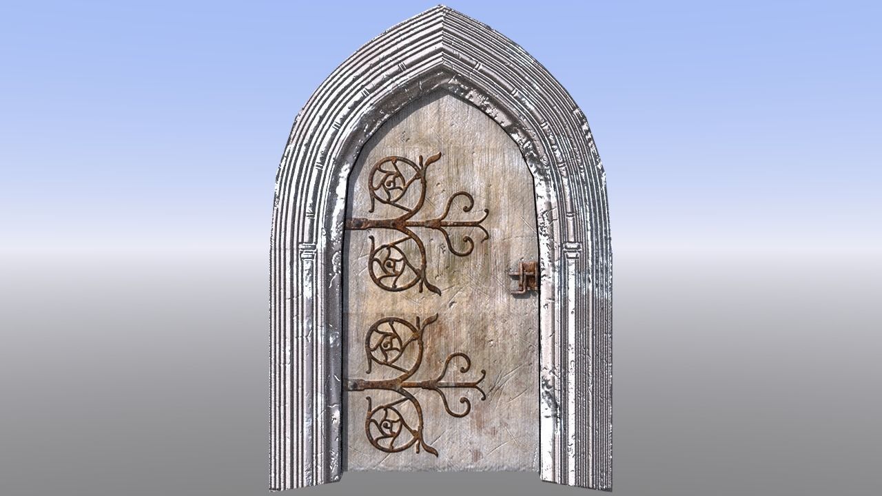 Medieval Dungeon Door Five Pack Low-poly 3D model_12