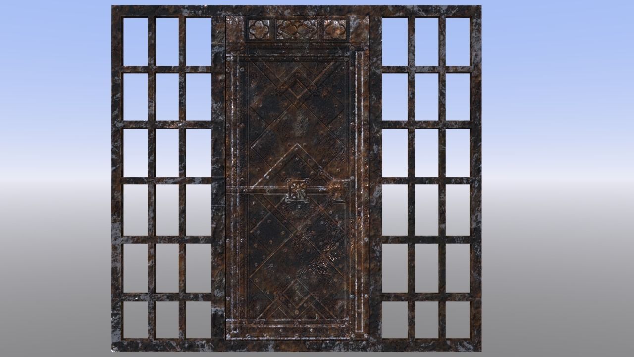 Medieval Dungeon Door Five Pack Low-poly 3D model_18