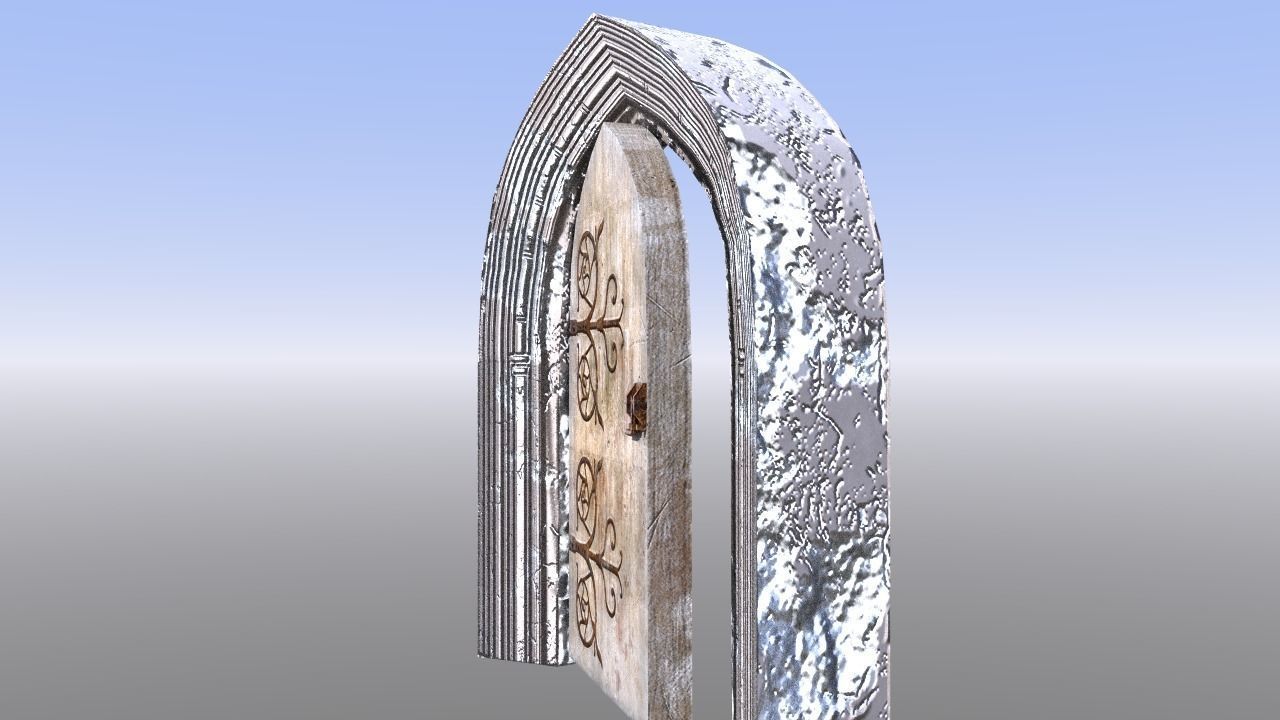 Medieval Dungeon Door Five Pack Low-poly 3D model_13