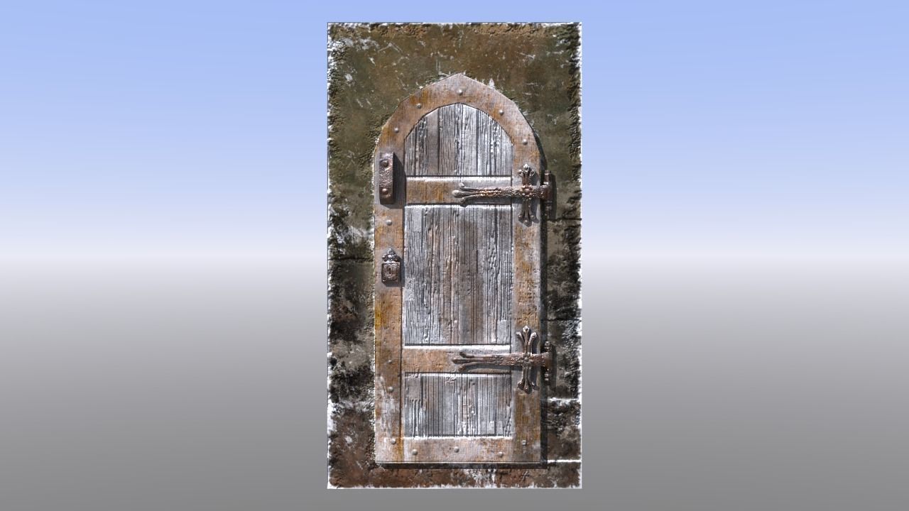 Medieval Dungeon Door Five Pack Low-poly 3D model_9