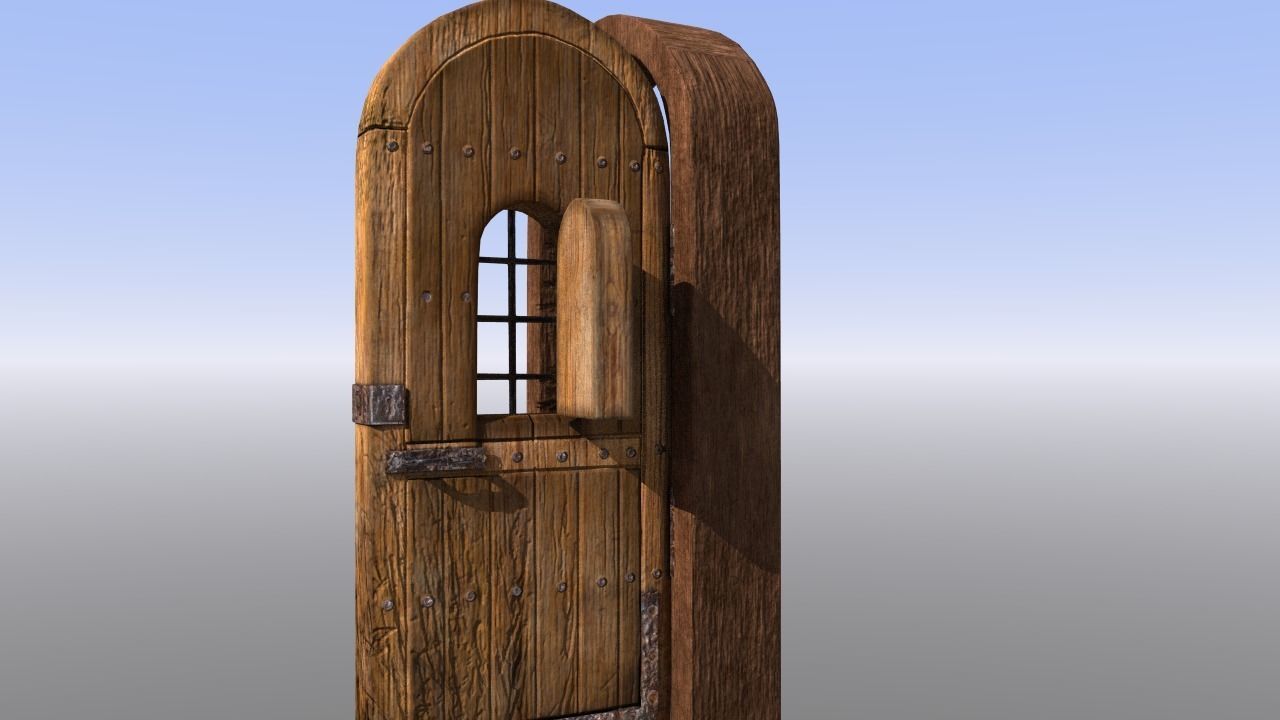 Medieval Dungeon Door Five Pack Low-poly 3D model_7