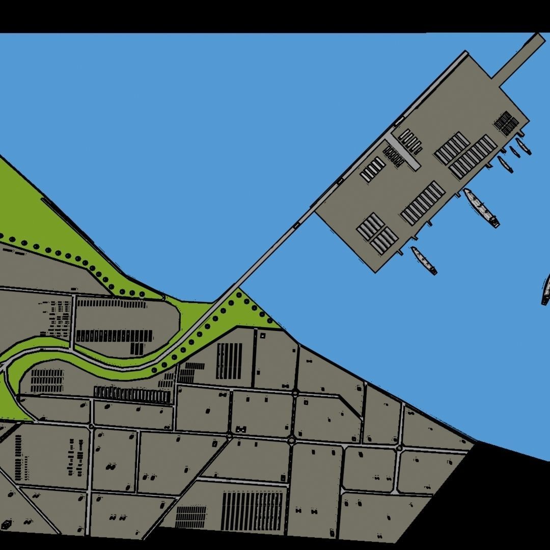 Port City Low Poly 3D model_1