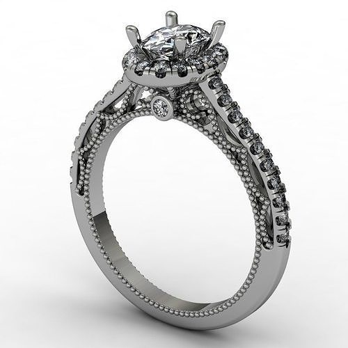 Oval halo engagement ring 3D print model