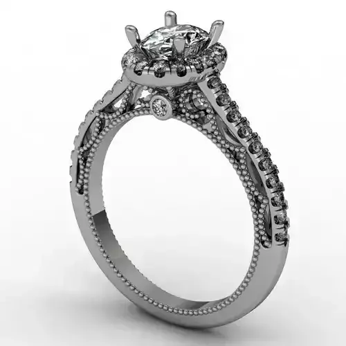 Oval halo engagement ring 3D print model