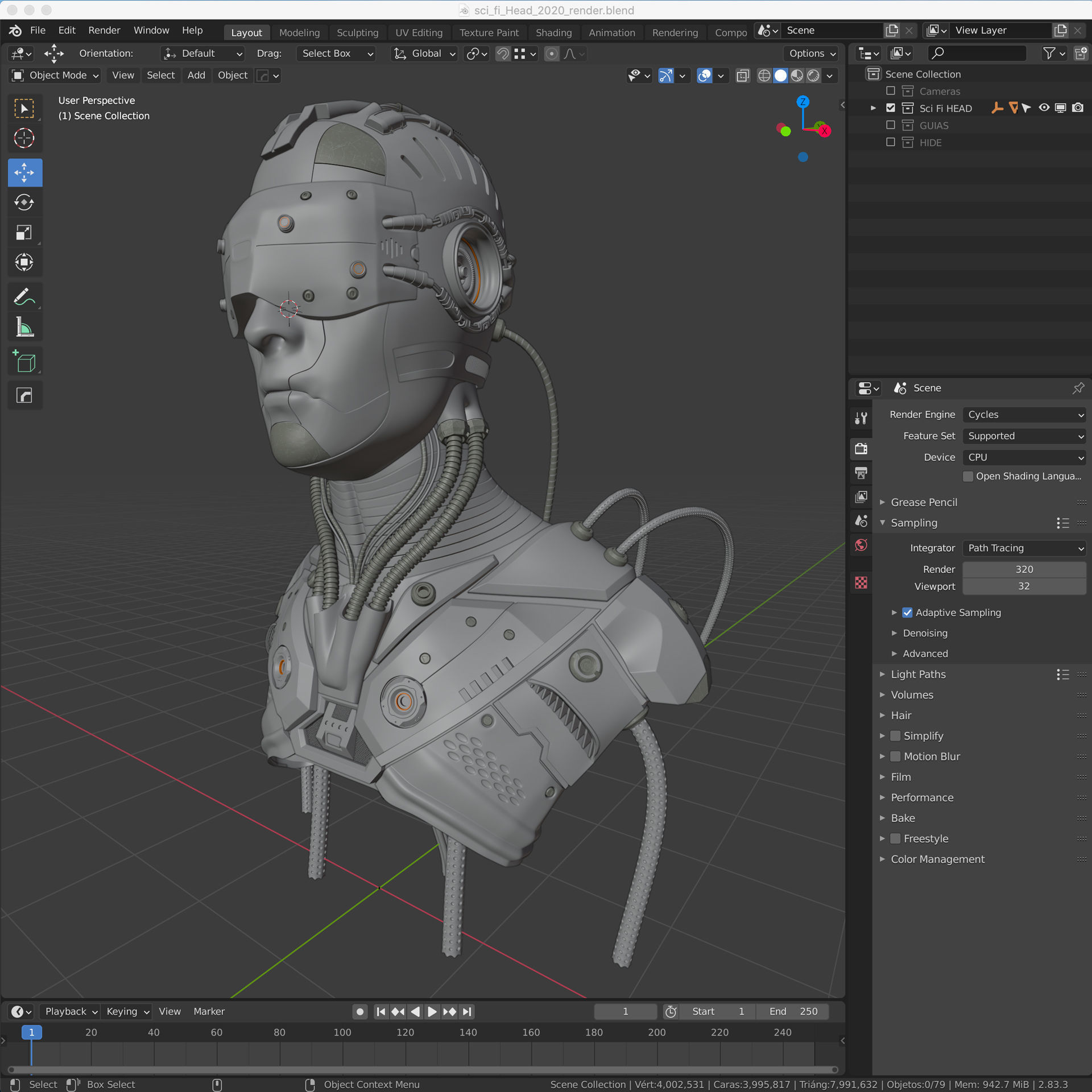 Sci Fi - Character 01 - Bust 3D model_12