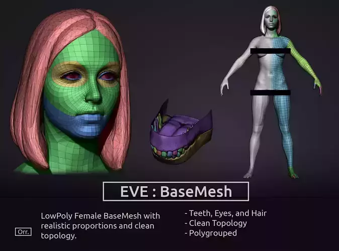 Female BaseMesh - LowPoly 3D model