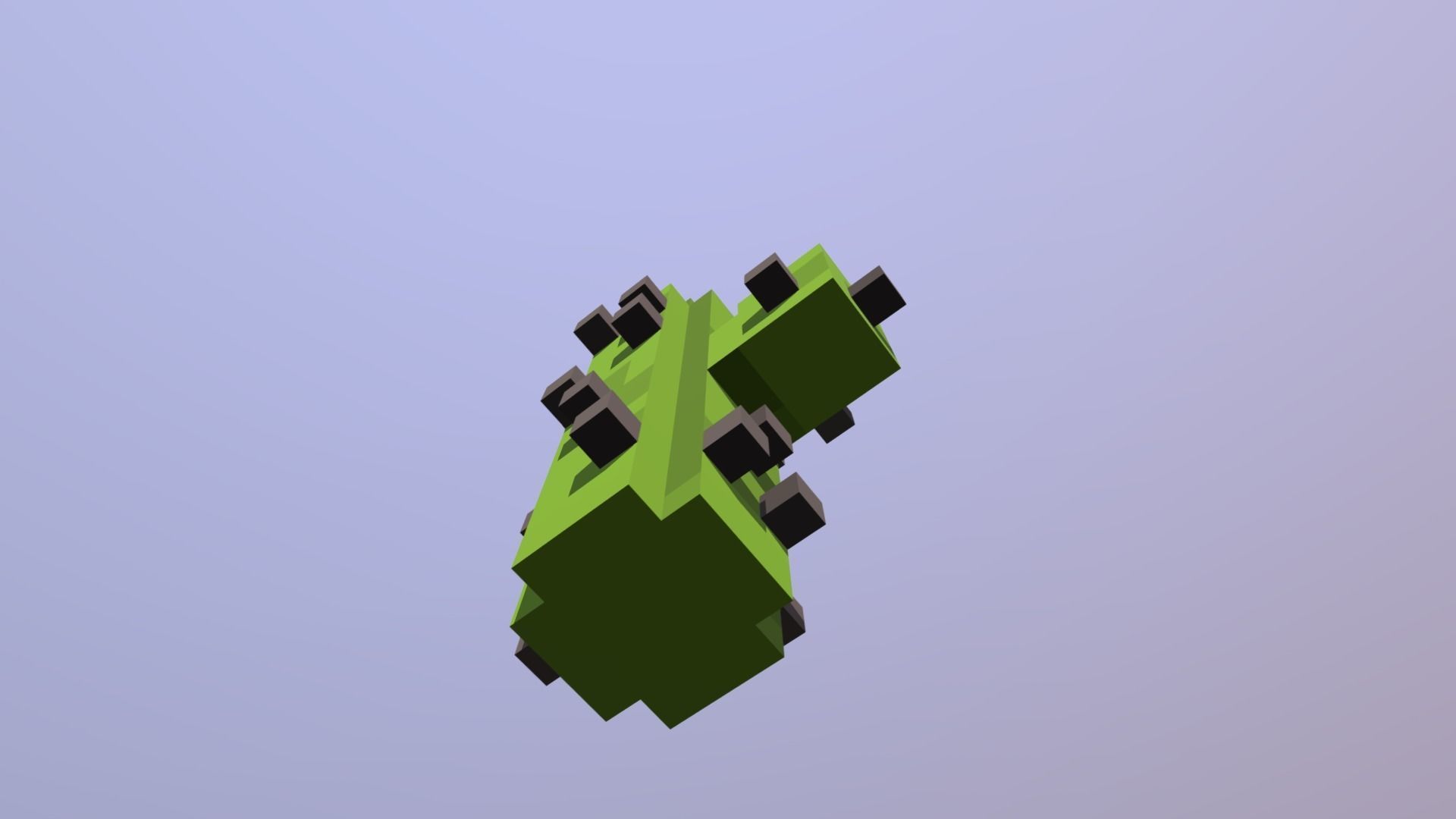 Low-poly Voxel Cactus Low-poly 3D model_2