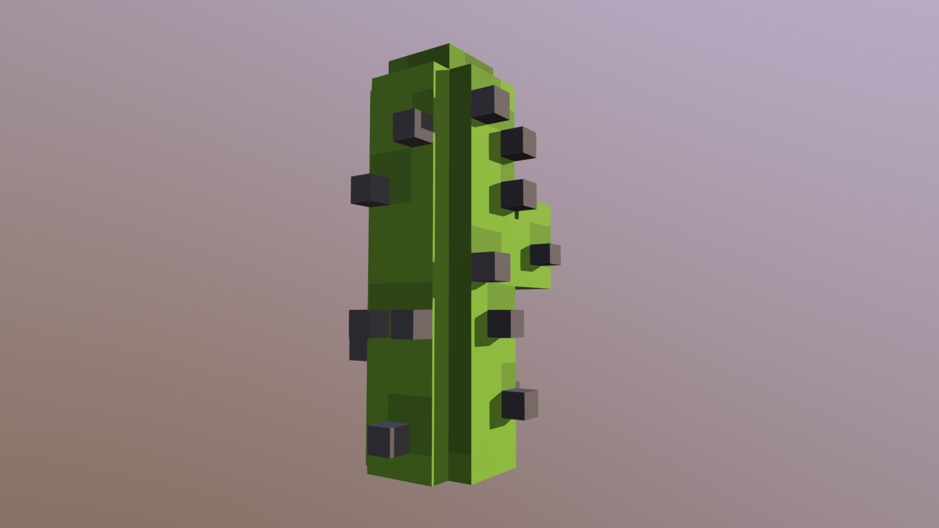 Low-poly Voxel Cactus Low-poly 3D model_1