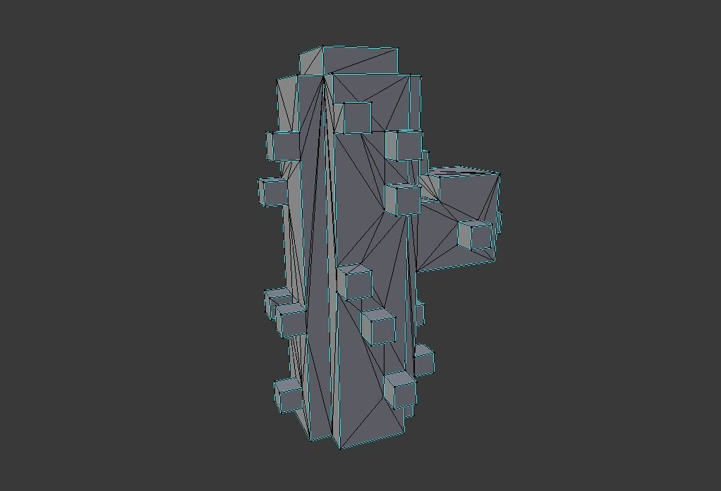 Low-poly Voxel Cactus Low-poly 3D model_5