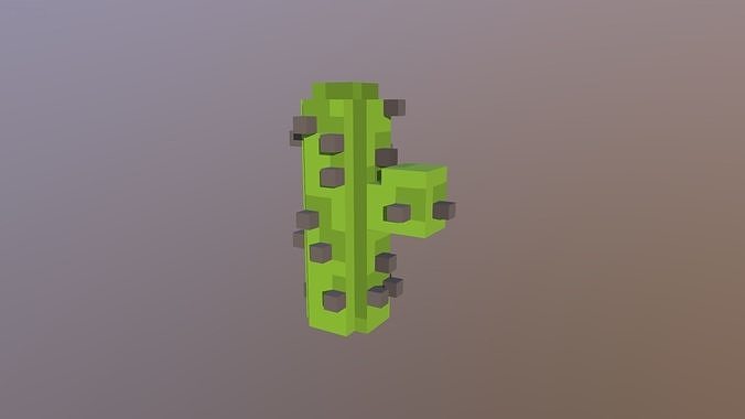 Low-poly Voxel Cactus Low-poly 3D model