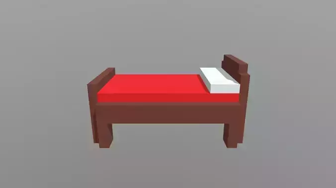 Low-poly Voxel Bed