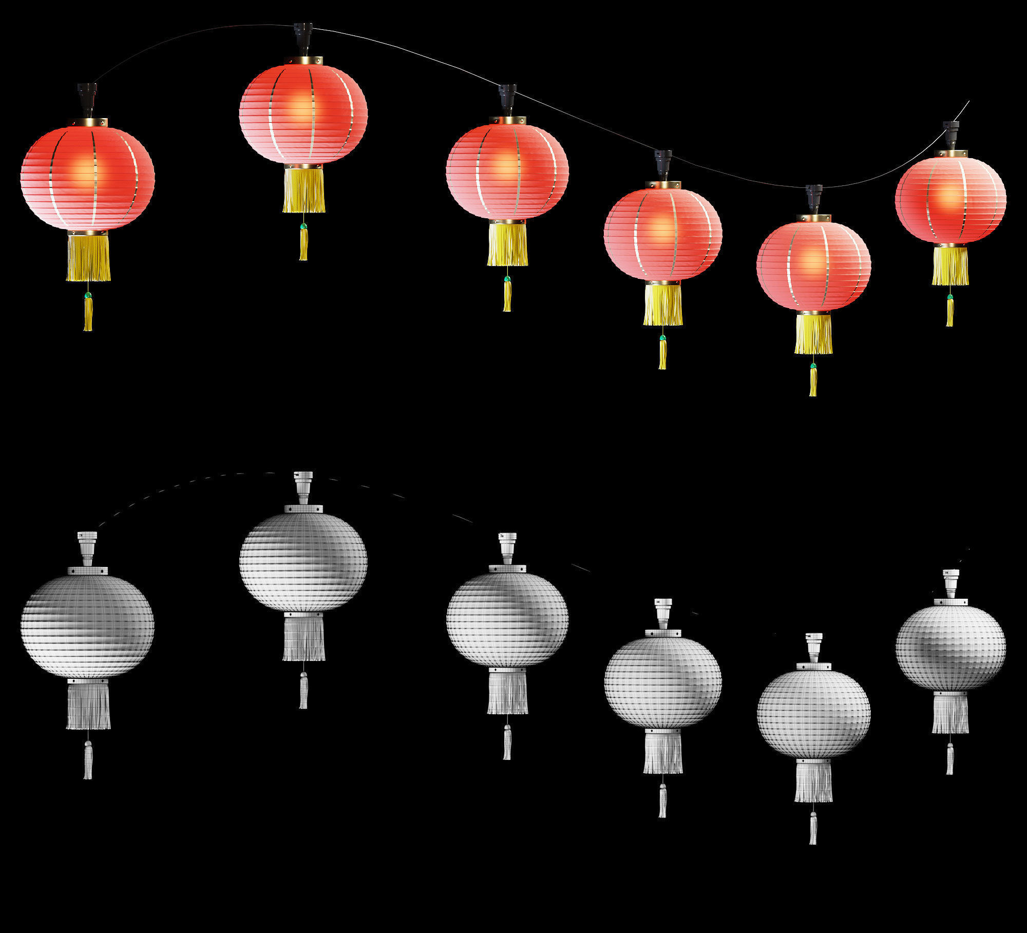 Chinese lantern 3D model_2