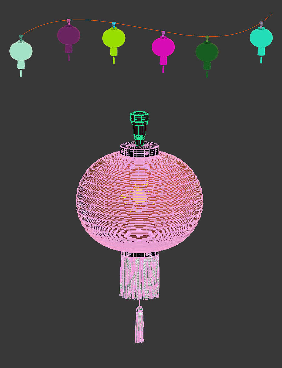 Chinese lantern 3D model_4