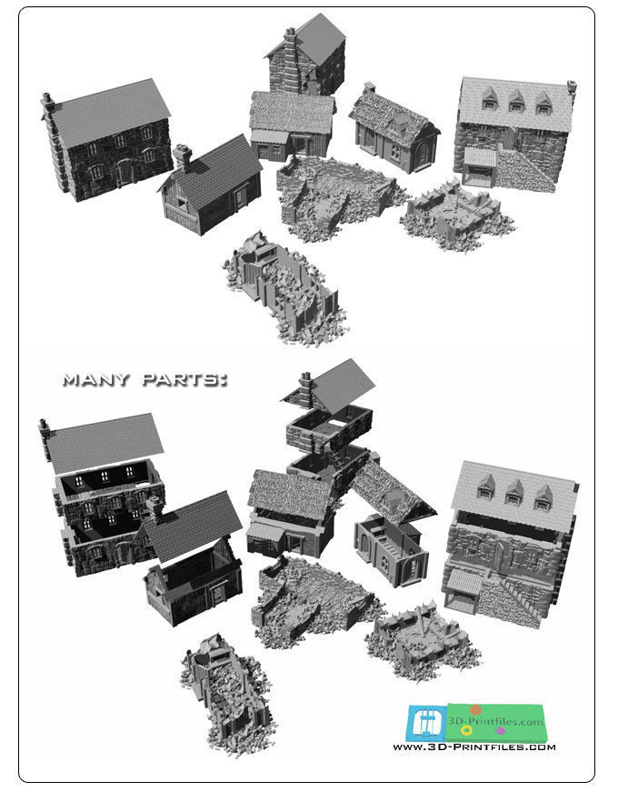 Middle age buildings SET -STL Files- 3D print model_3