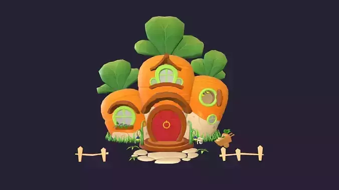 Asset - Cartoons - Background - House Carrot - Hight Poly