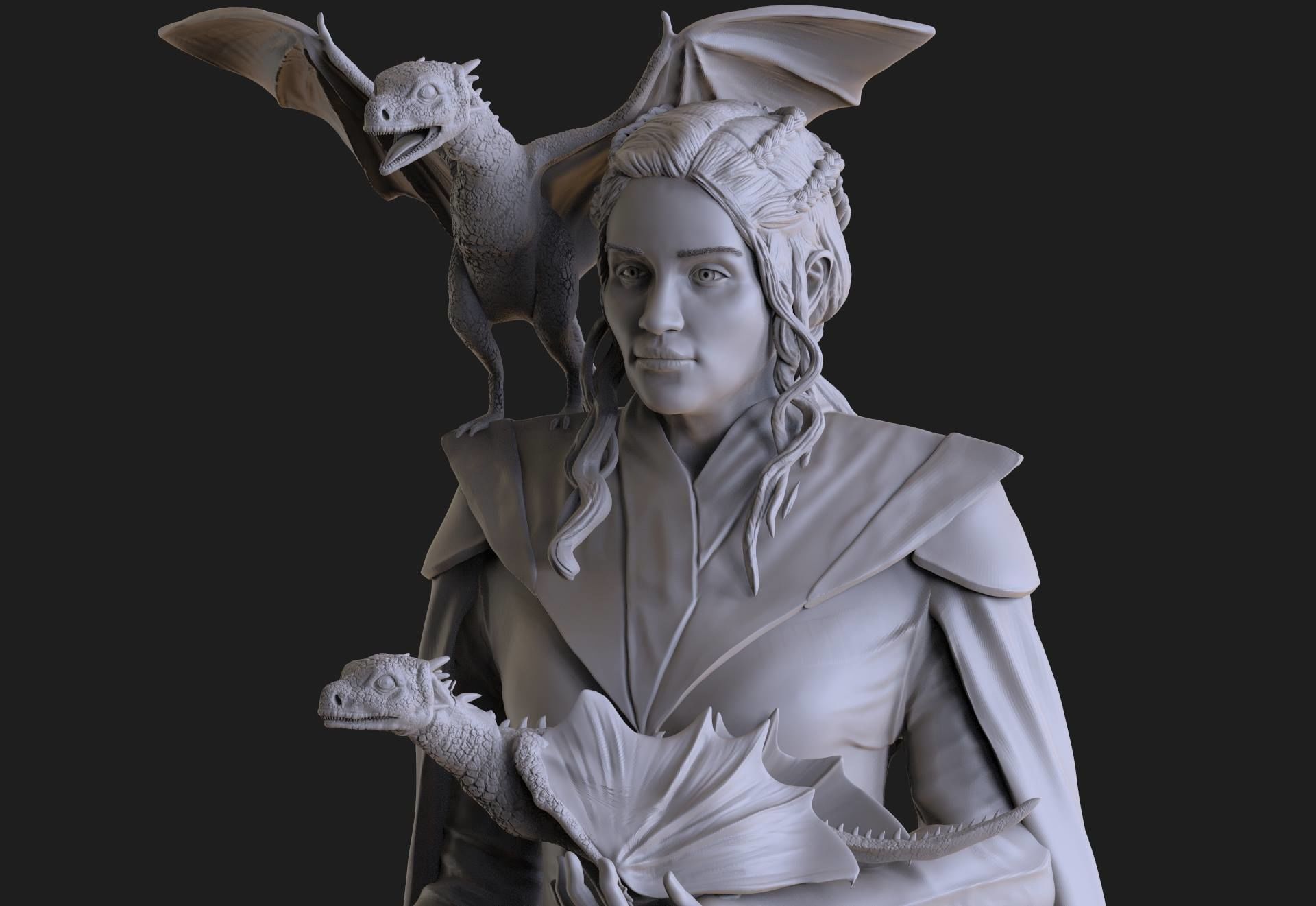 Khaleesi lord of rings statue 3D print model_3