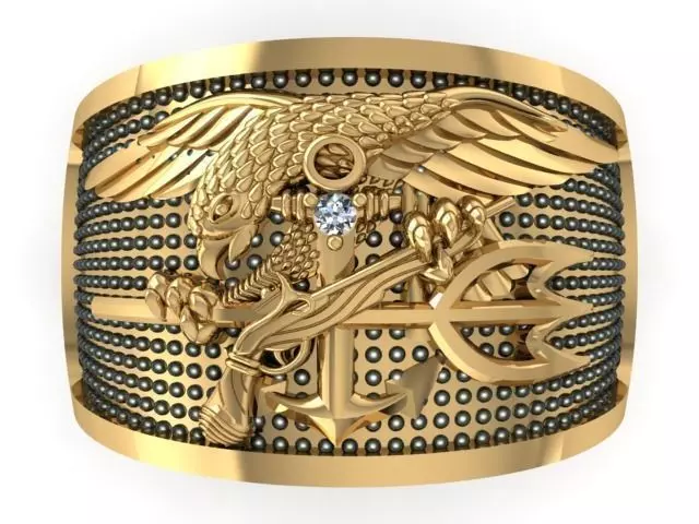 NAVYRING 1 gold ring with eagle and anchor 3D print model_0
