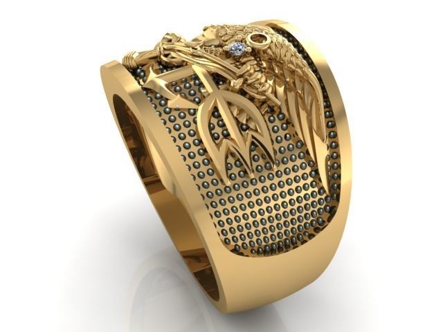 NAVYRING 1 gold ring with eagle and anchor 3D print model_2