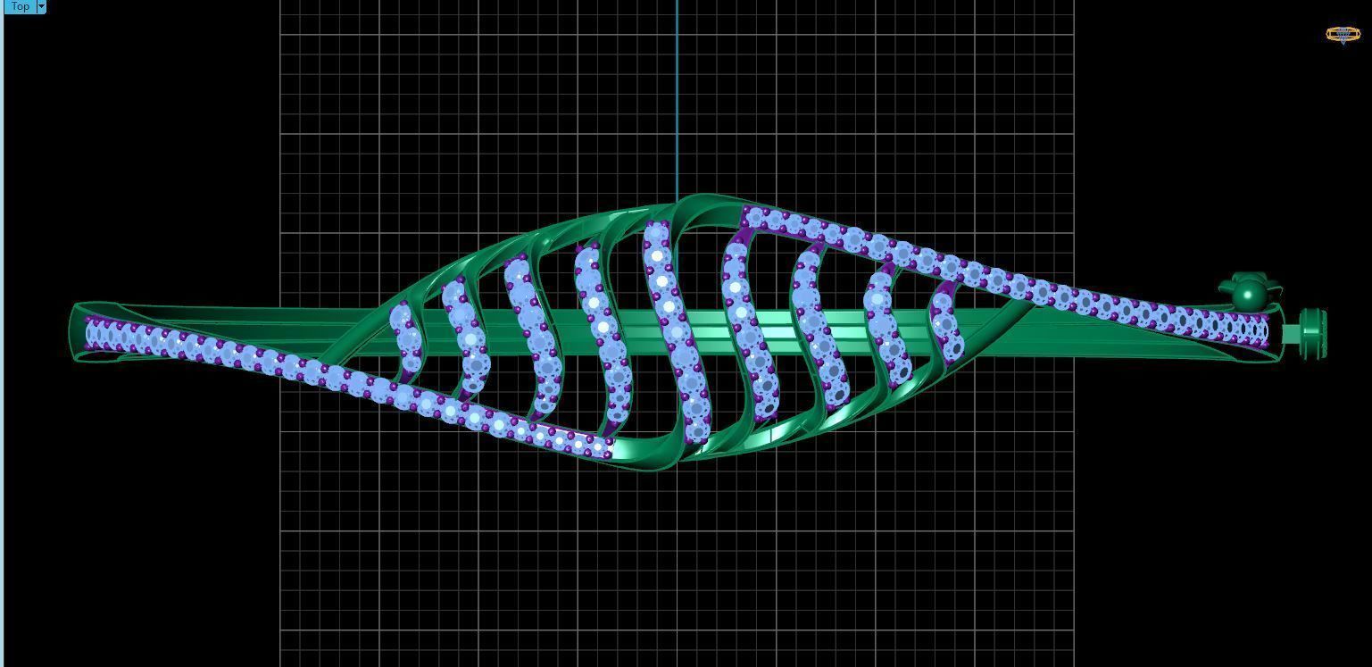 Curved Diamond Bracelet 3D print model_5