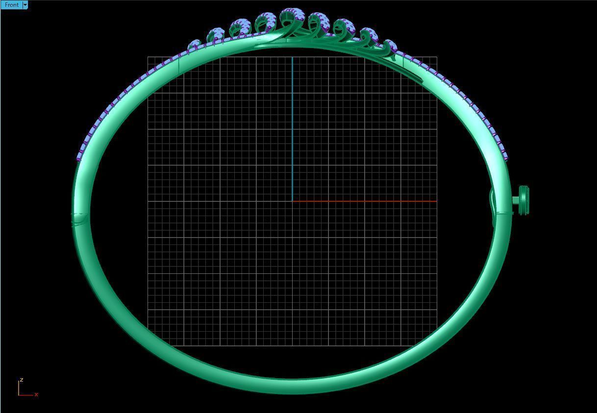 Curved Diamond Bracelet 3D print model_7