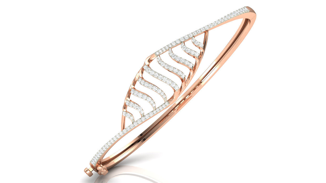 Curved Diamond Bracelet 3D print model_1