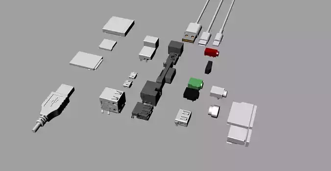 Various electronic component interfaces 3D Model 3D print model