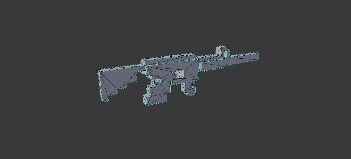 Low-poly Voxel Gun Low-poly 3D model_0