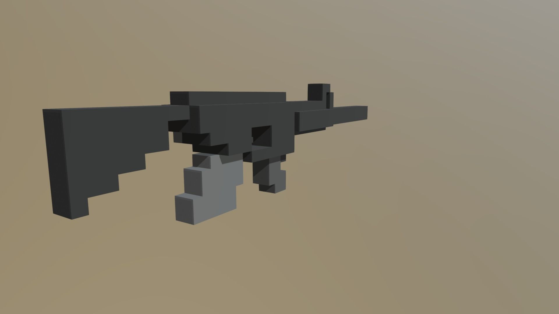 Low-poly Voxel Gun Low-poly 3D model_3
