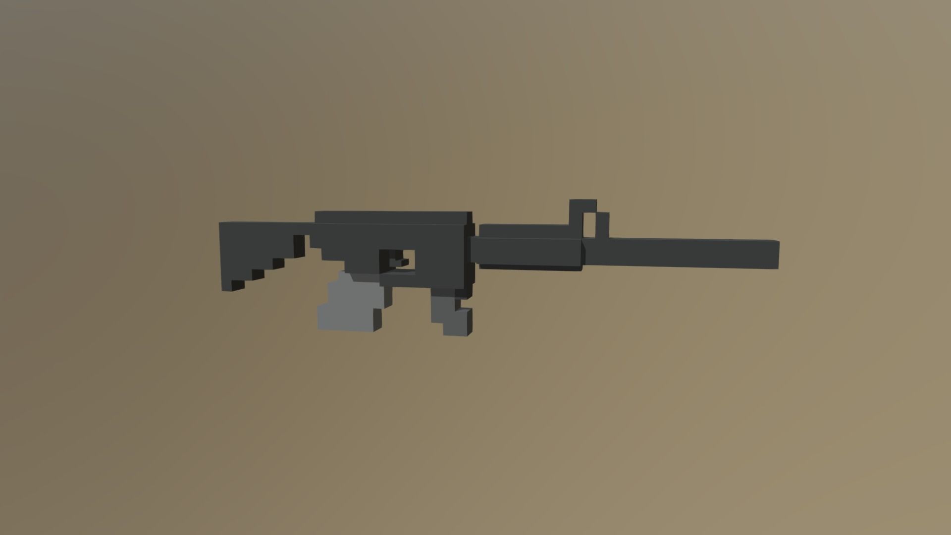 Low-poly Voxel Gun Low-poly 3D model_1