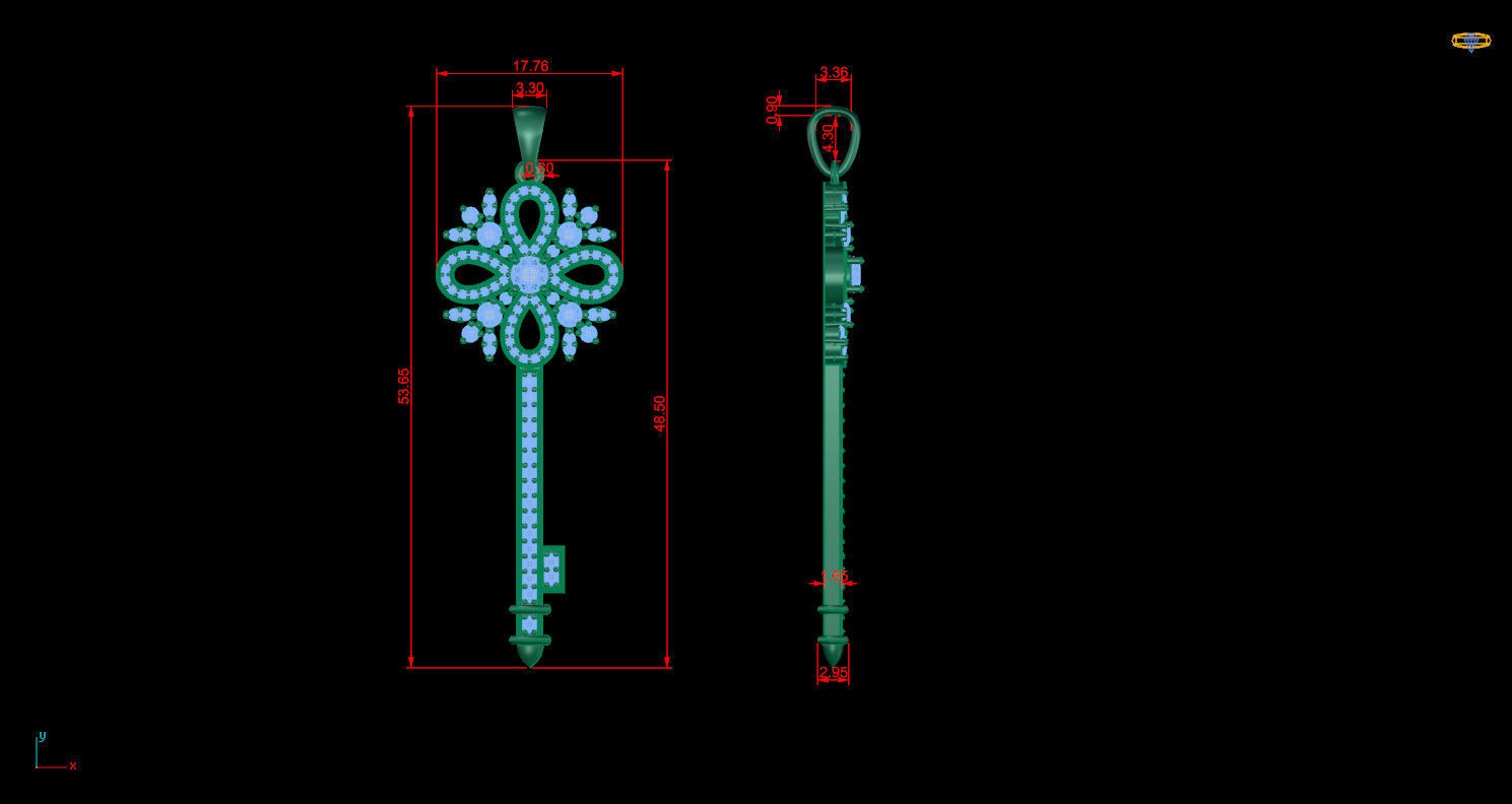 Pendant  Key 3D print model_6
