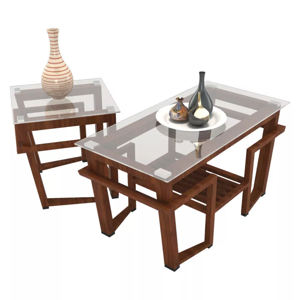 Table-02 two coffee tables with glass tops Free 3D model