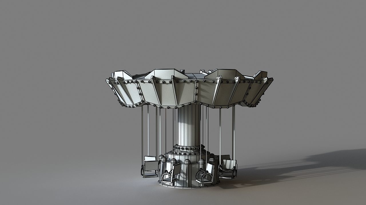 Cartoon Swing Ride Low-poly 3D model_11