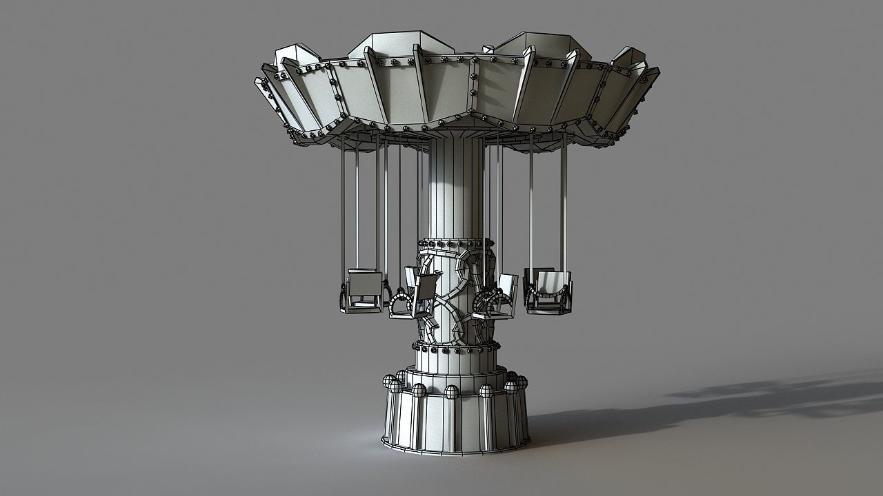 Cartoon Swing Ride Low-poly 3D model_12