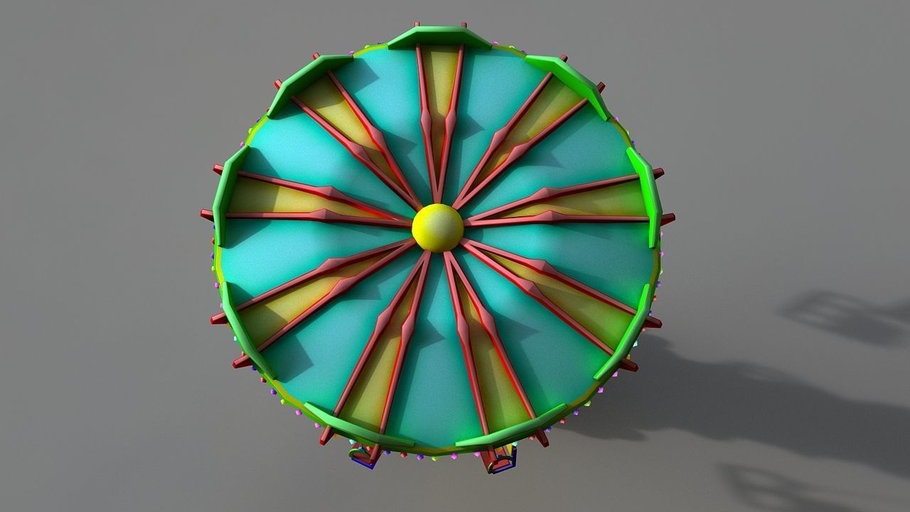 Cartoon Swing Ride Low-poly 3D model_3