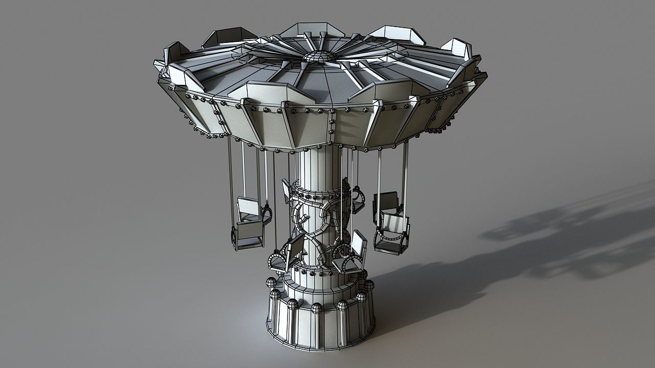 Cartoon Swing Ride Low-poly 3D model_8