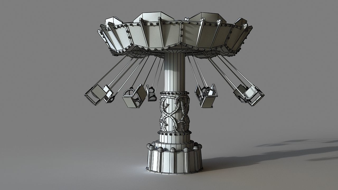 Cartoon Swing Ride Low-poly 3D model_13
