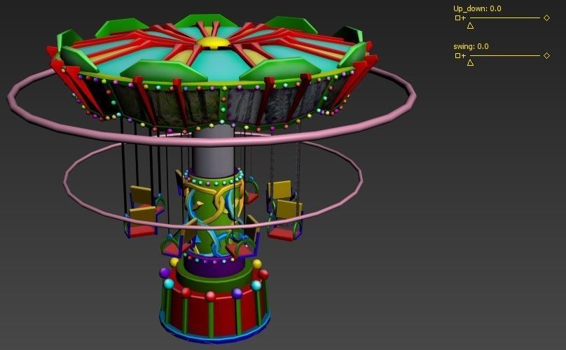 Cartoon Swing Ride Low-poly 3D model_7